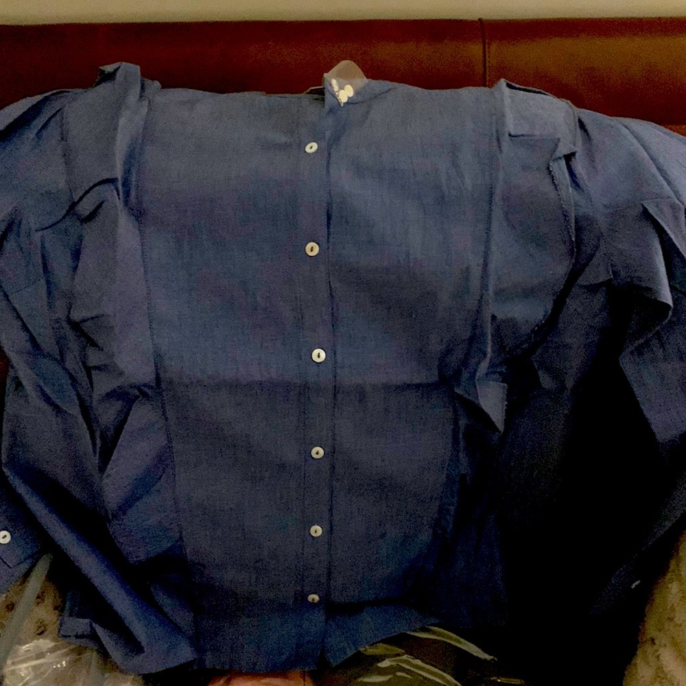 Blue button down blouse